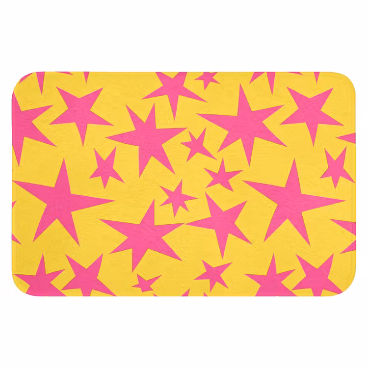 Sterren - Patroon - Roze - Geel Badmat klein 997 -3d