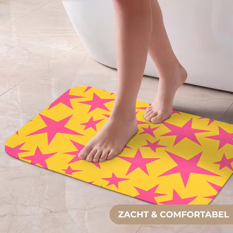 Sterren - Patroon - Roze - Geel Badmat klein 997 -USP_ZachtNL