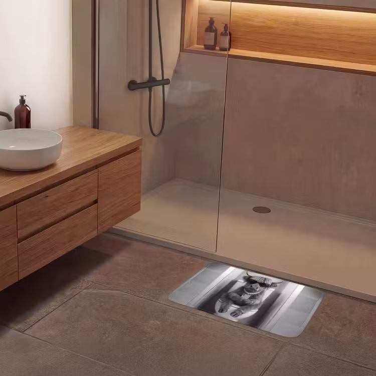 Stier - Telefoon - Toilet - Zwart - Wit Badmat klein -sfeer2