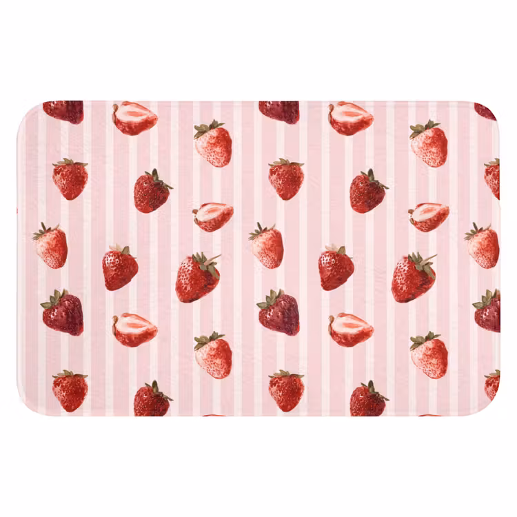 Strepen - Aardbei - Roze Badmat klein 997 -3d