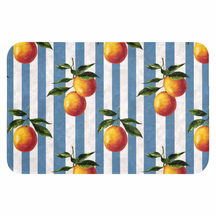 Strepen - Citroen - Blauw Badmat klein 997 -3d