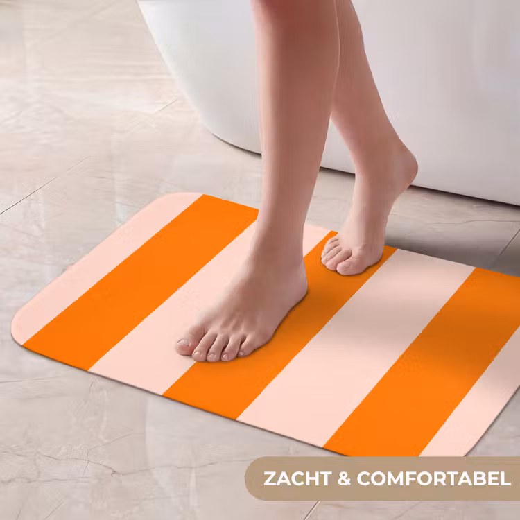 Strepen - Modern - Oranje Badmat klein 997 -USP_ZachtNL