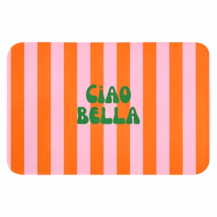 Strepen - Oranje - Verticaal - Ciao bella Badmat klein -3d