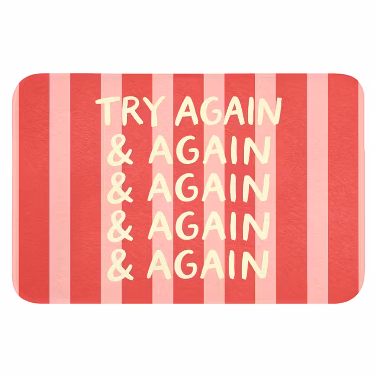Strepen - Rood - Try again Badmat klein -3d