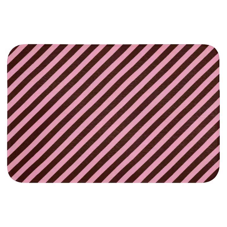 Strepen - Roze - Bruin Badmat klein 997 -3d