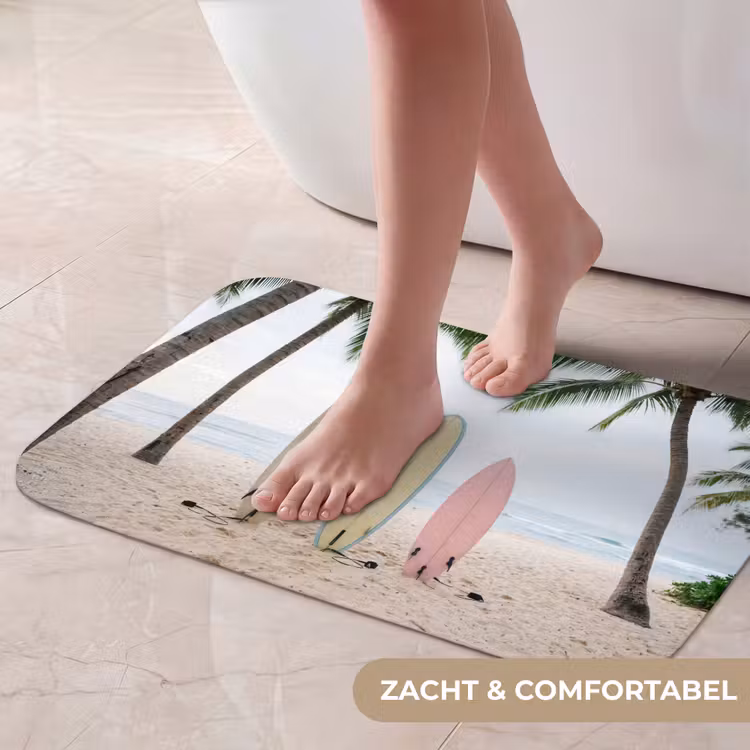 Surfboard - Palmbomen - Kleurrijk Badmat klein -USP_ZachtNL