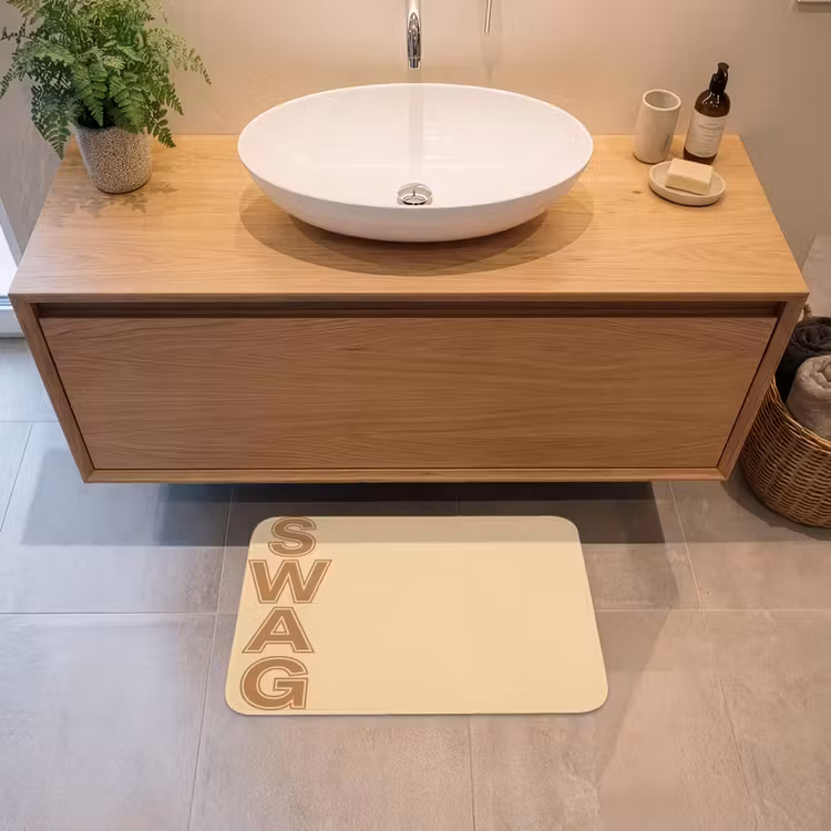 Swag - Bruin - Beige Badmat klein -sfeer1