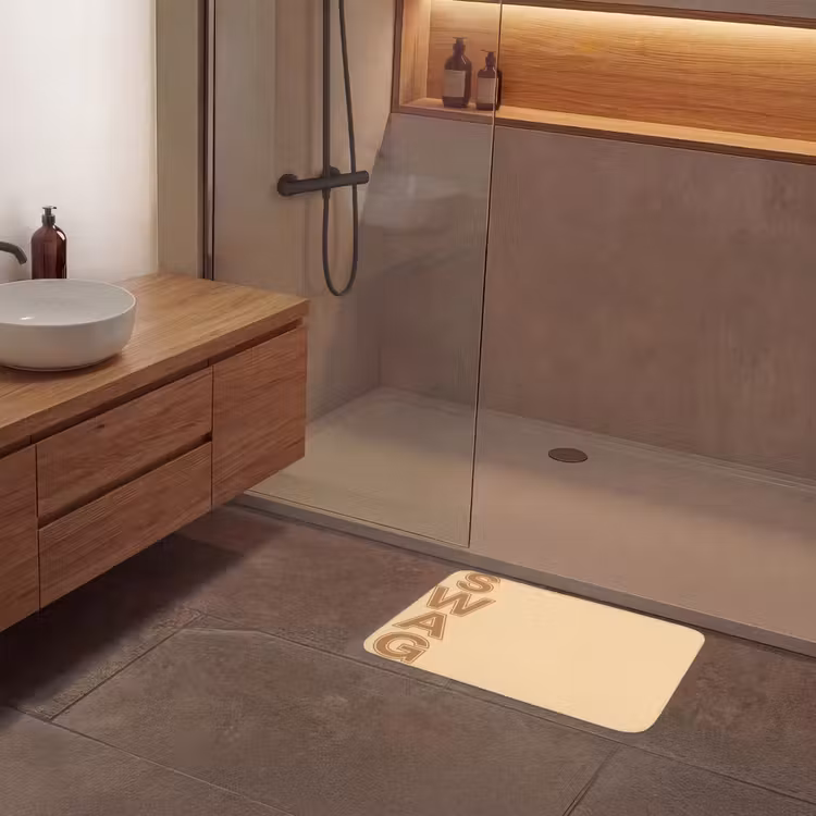 Swag - Bruin - Beige Badmat klein -sfeer2