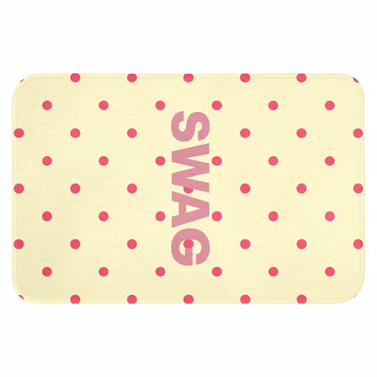 Swag - Roze - Stippen - Geel Badmat klein -3d