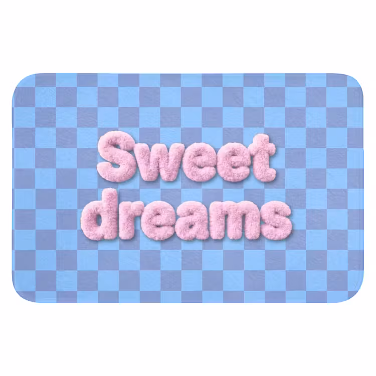 Sweet dreams - Vierkanten - Roze - Blauw Badmat klein -3d