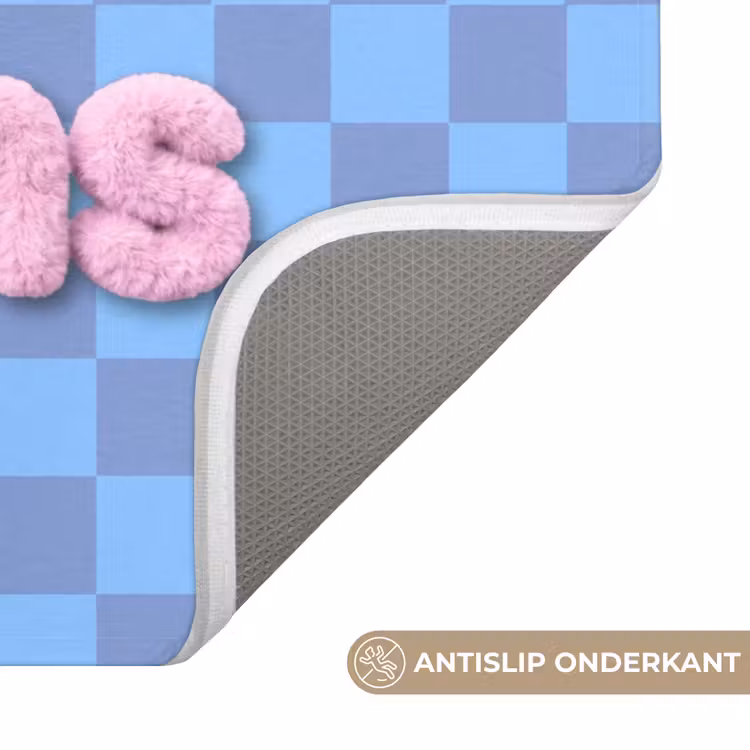 Sweet dreams - Vierkanten - Roze - Blauw Badmat klein -USP_AntislipNL