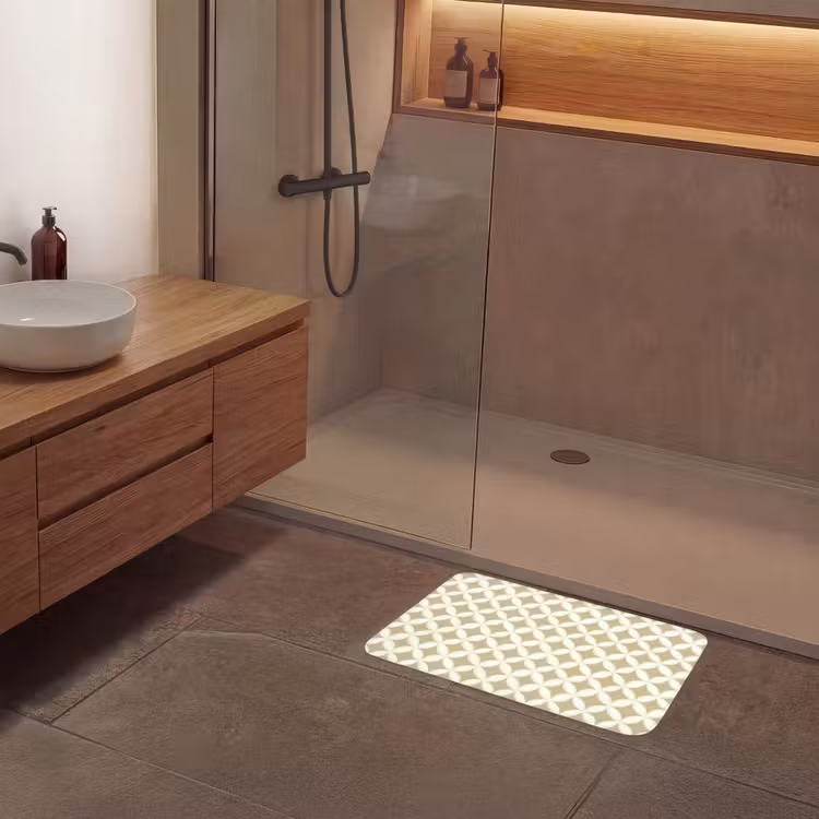 Symmetrisch - Motief - Beige Badmat klein 997 -sfeer2