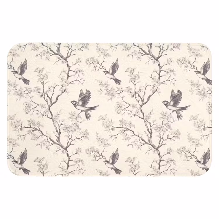 Takken - Vogels - Beige Badmat klein 997 -3d