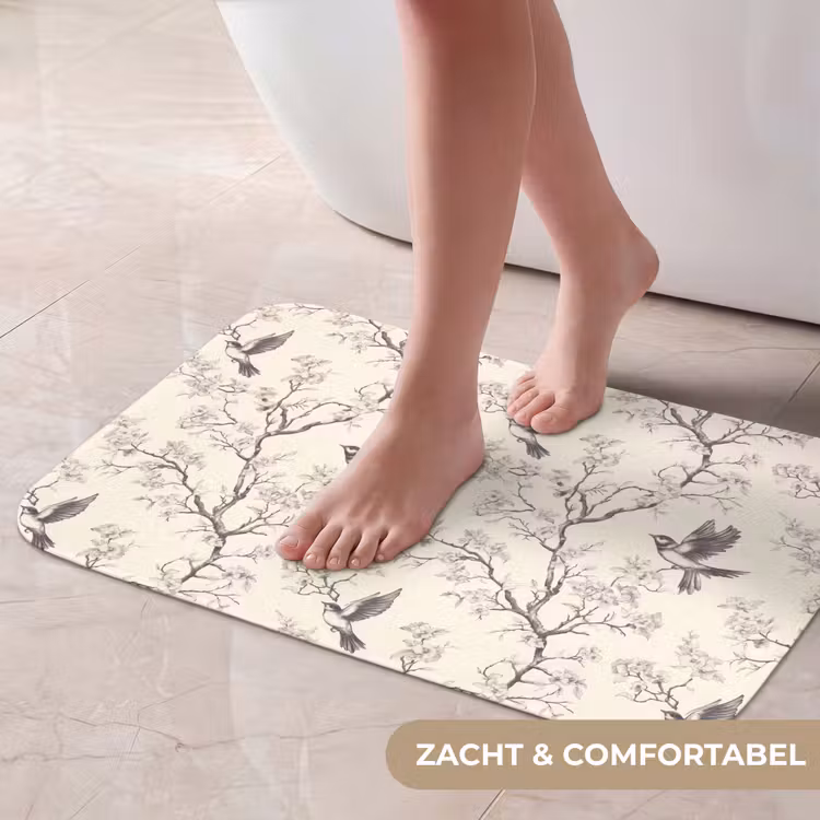Takken - Vogels - Beige Badmat klein 997 -USP_ZachtNL