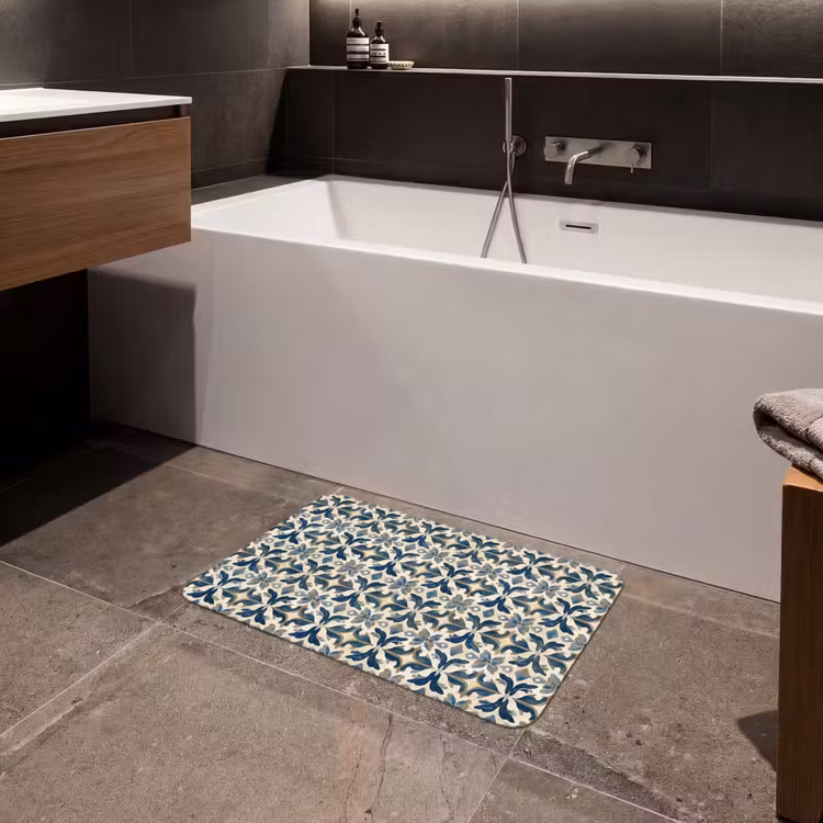 Tegel - Patroon - Blauw - Beige Badmat klein 997 -sfeer3