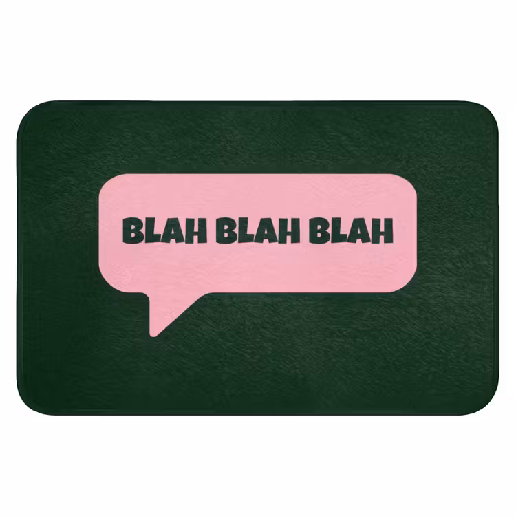 Tekstwolk - BLAH BLAH BLAH - Roze Badmat klein -3d