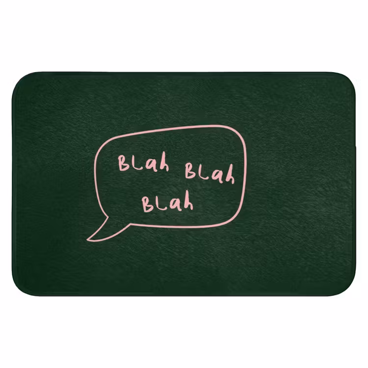 Tekstwolkje - Donkergroen - BLAH BLAH BLAH Badmat klein -3d