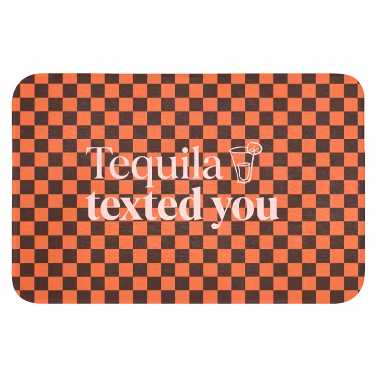 Tequila texted you - Glas - Vierkanten - Oranje Badmat klein -3d
