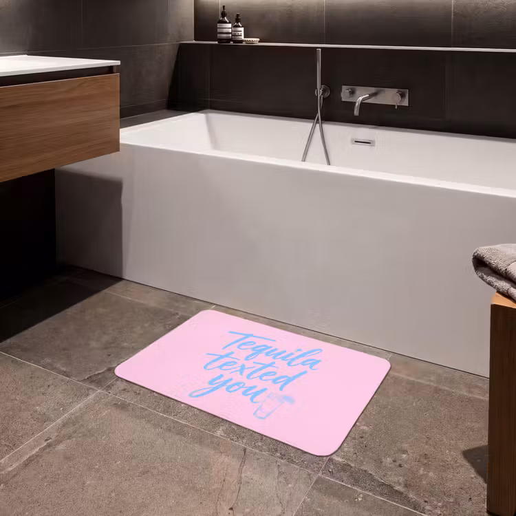 Tequila texted you - Roze - Blauw Badmat klein -sfeer3