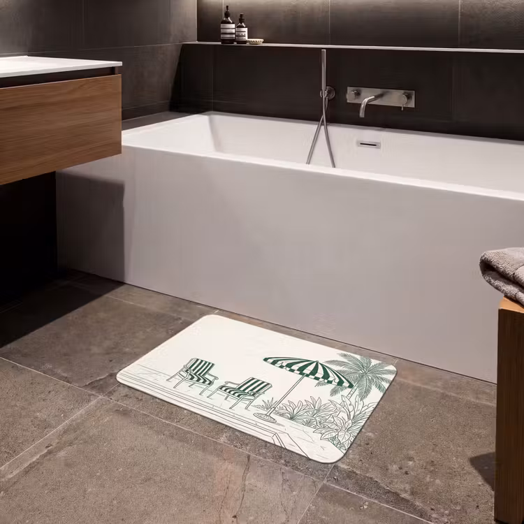 Terras - Illustratie - Groen Badmat klein -sfeer3
