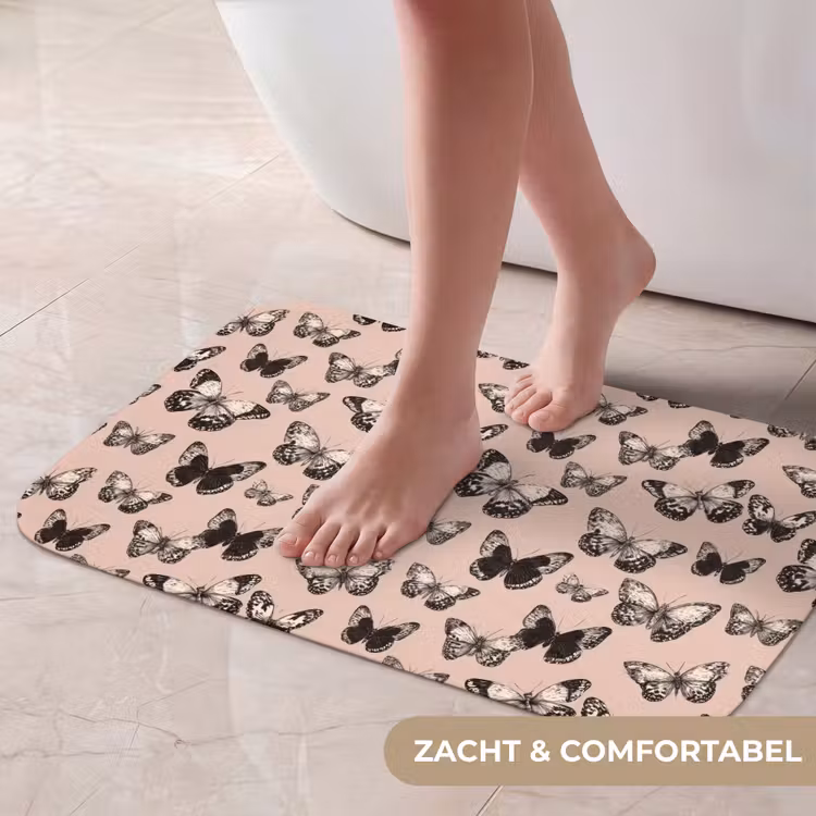 Tijdloos - Vlinders - Perzik Badmat klein 997 -USP_ZachtNL