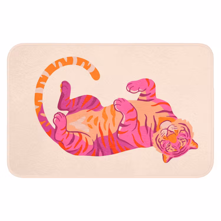 Tijger - Roze - Oranje Badmat klein -3d
