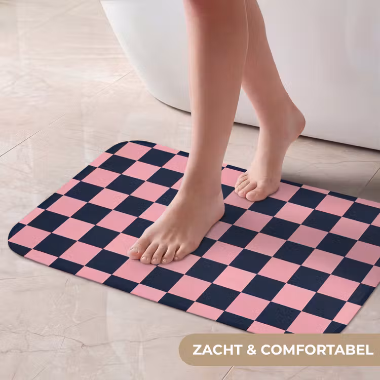 Traditioneel - Patroon - Blauw - Roze Badmat klein 997 -USP_ZachtNL