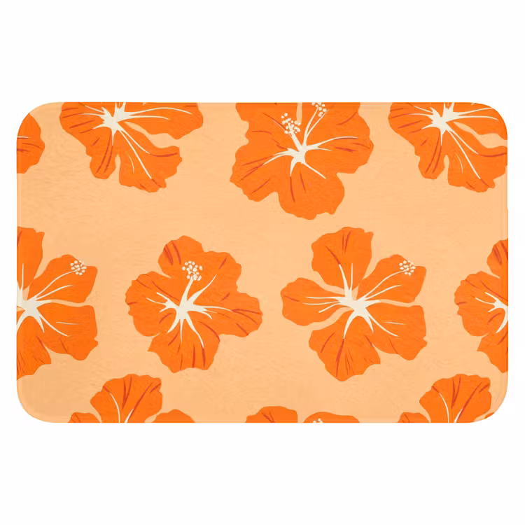 Tropisch - Hibiscus - Oranje Badmat klein 997 -3d