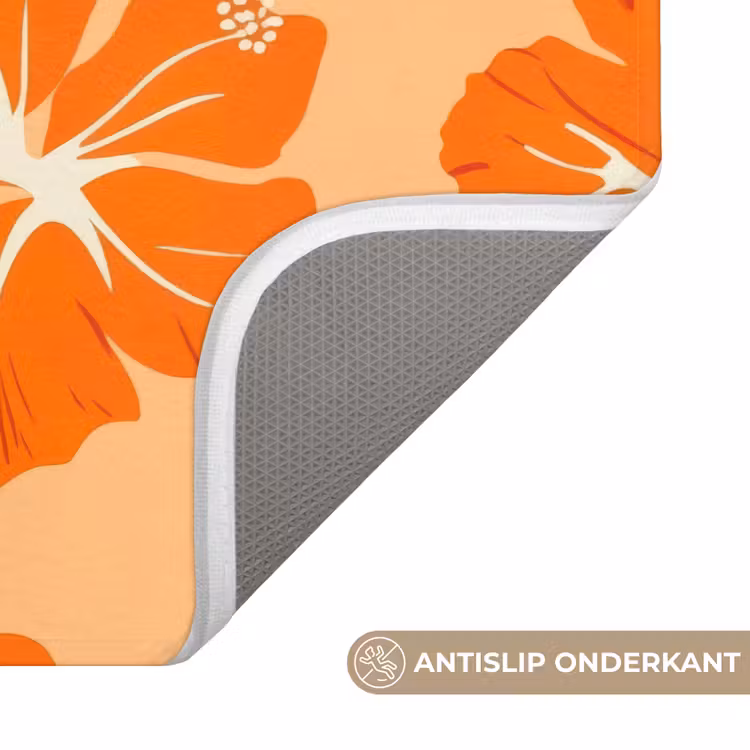 Tropisch - Hibiscus - Oranje Badmat klein 997 -USP_AntislipNL
