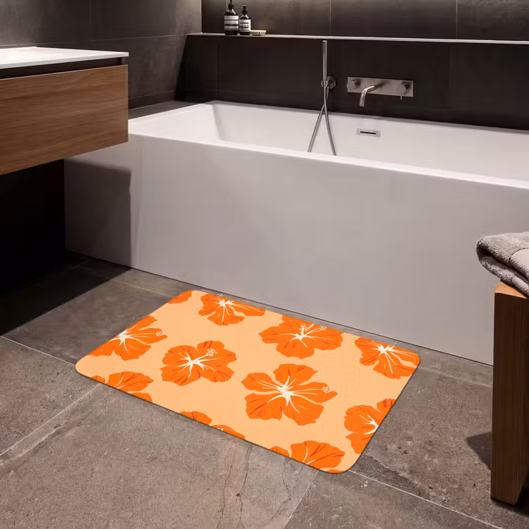 Tropisch - Hibiscus - Oranje Badmat klein 997 -sfeer3
