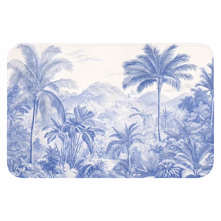 Tropisch - Jungle - Blauw Badmat klein -3d