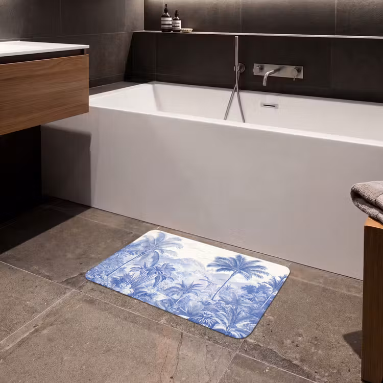 Tropisch - Jungle - Blauw Badmat klein -sfeer3