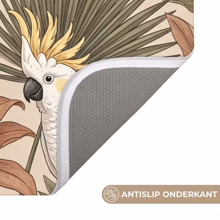 Tropisch - Vogels - Beige Badmat klein -USP_AntislipNL