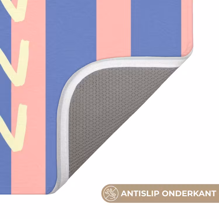 Try again - Strepen - Roze - Verticaal - Blauw Badmat klein -USP_AntislipNL