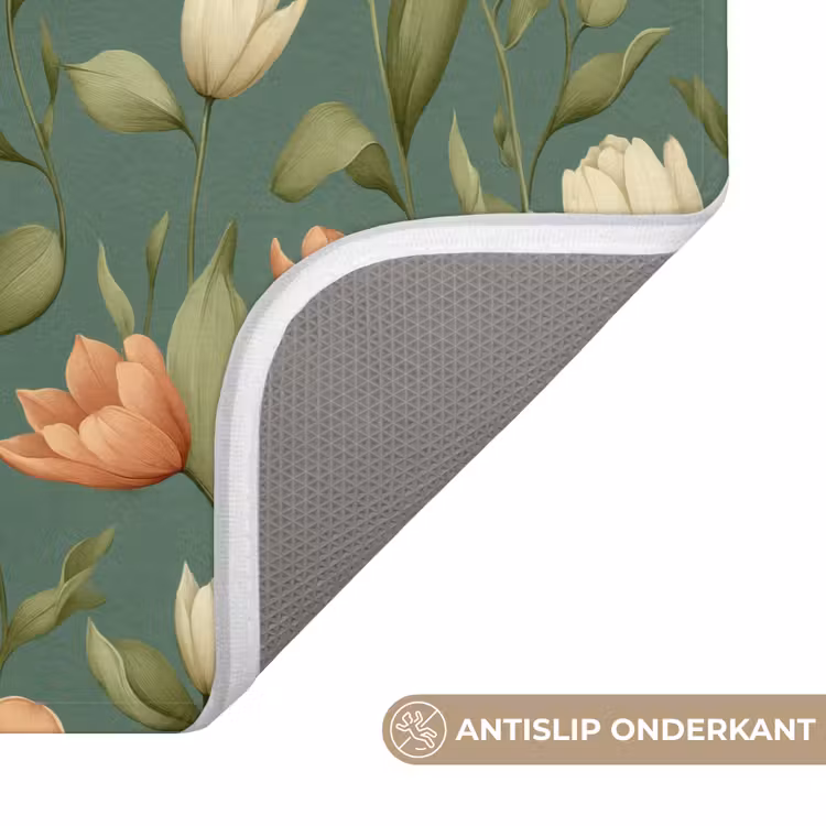 Tulpen - Botanisch - Groen Badmat klein 997 -USP_AntislipNL