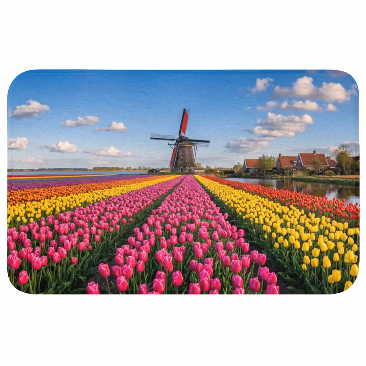 Tulpen - Holland - Molen - Kleurrijk Badmat klein -3d