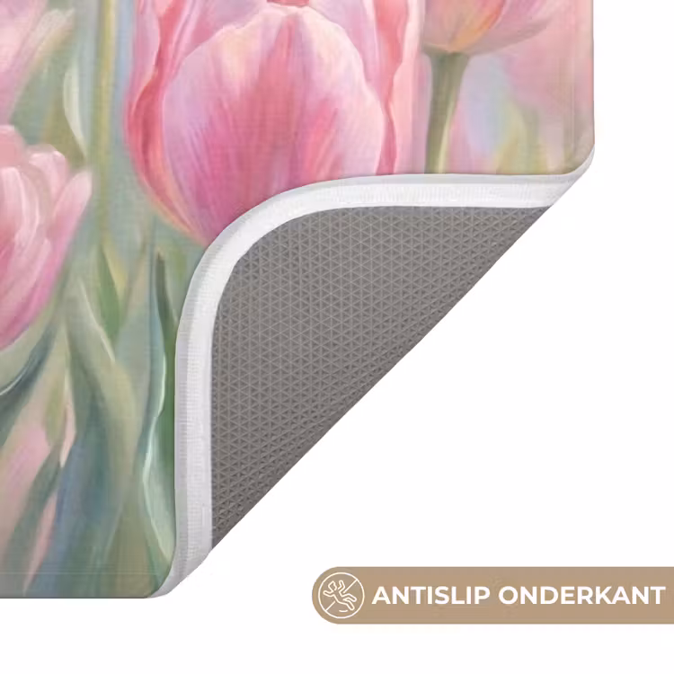 Tulpen - Veld - Lente - Roze Badmat klein -USP_AntislipNL