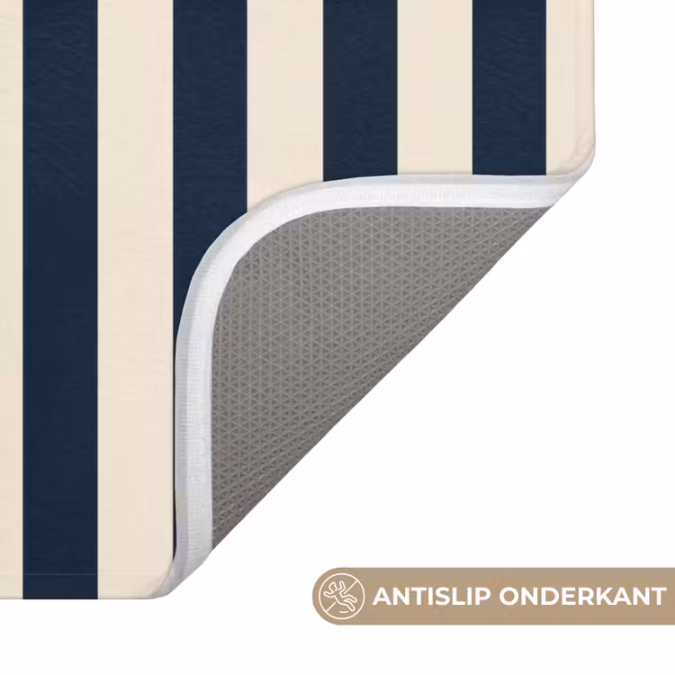 Verticale strepen - Blauw - Crème Badmat klein 997 -USP_AntislipNL