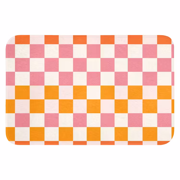 Vierkant - Patroon - Oranje Badmat klein 997 -3d