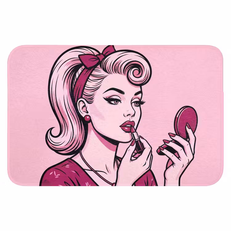 Vintage - Vrouw - Roze Badmat klein -3d