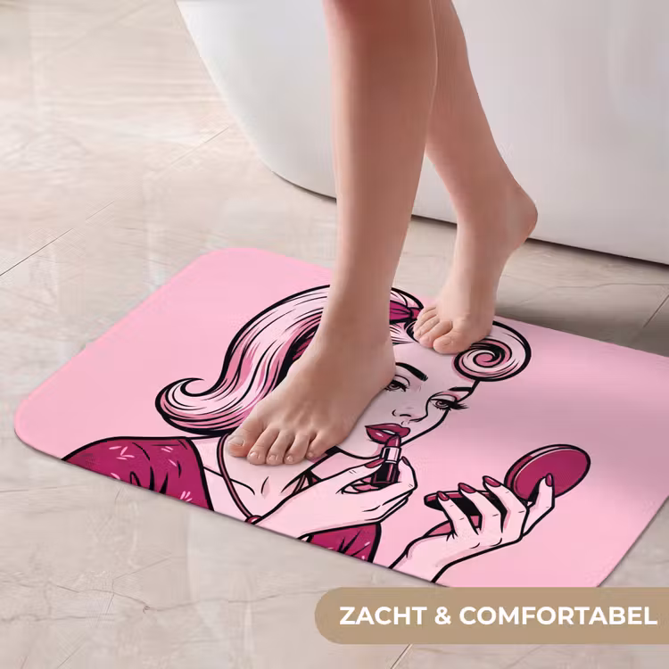Vintage - Vrouw - Roze Badmat klein -USP_ZachtNL