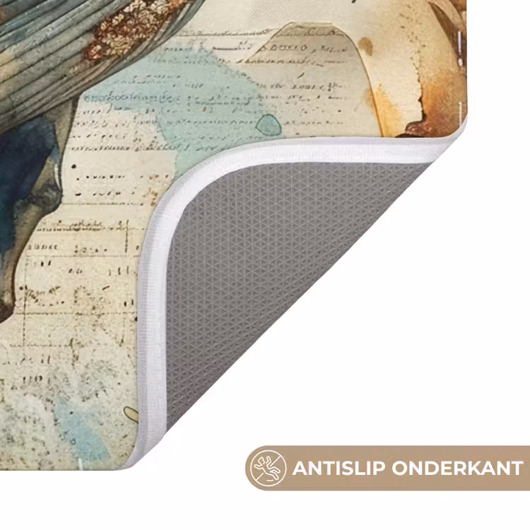 Vintage - Walvis - Watercolor - Blauw - Zeedieren Badmat klein -USP_AntislipNL