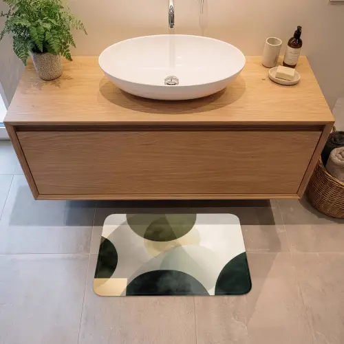 Vlakken - Abstract - Beige - Cirkels Badmat klein -sfeer1