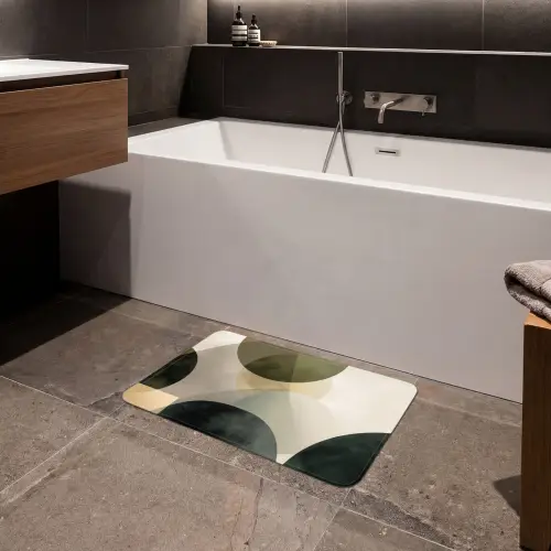 Vlakken - Abstract - Beige - Cirkels Badmat klein -sfeer3