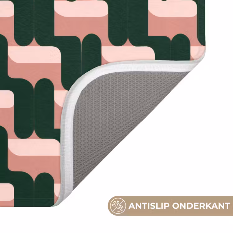 Vlechtpatroon - Groen - Roze - Geometrisch Badmat klein 997 -USP_AntislipNL