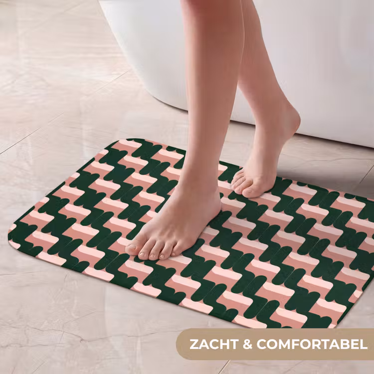 Vlechtpatroon - Groen - Roze - Geometrisch Badmat klein 997 -USP_ZachtNL