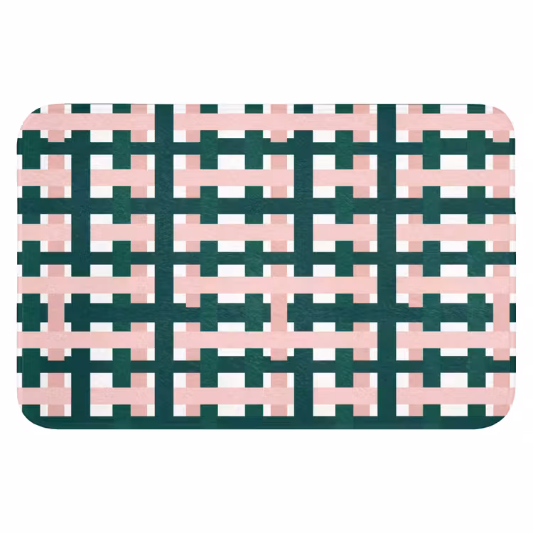 Vlechtpatroon - Groen - Roze - Grafisch Badmat klein 997 -3d