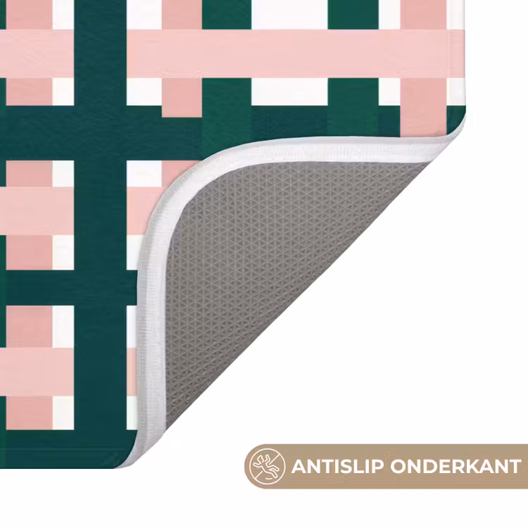 Vlechtpatroon - Groen - Roze - Grafisch Badmat klein 997 -USP_AntislipNL