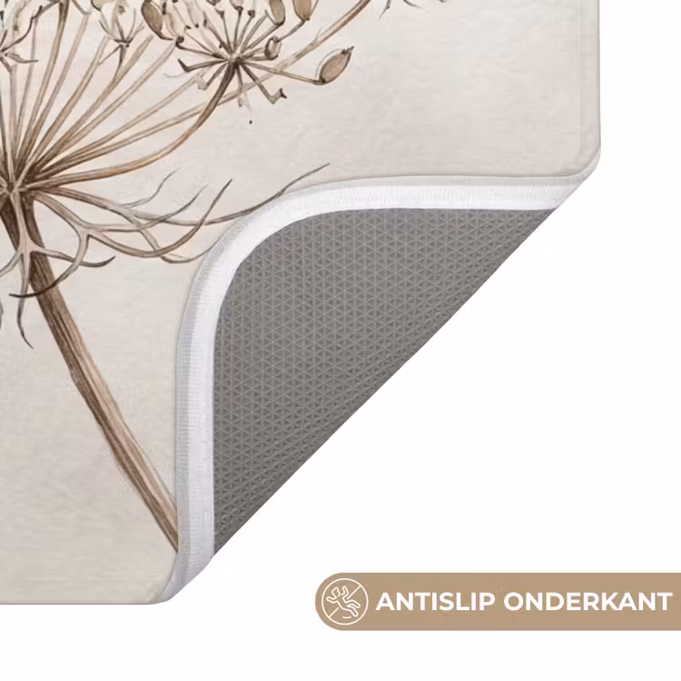 Vlinder - Bloem -Natuur - Beige Badmat klein -USP_AntislipNL