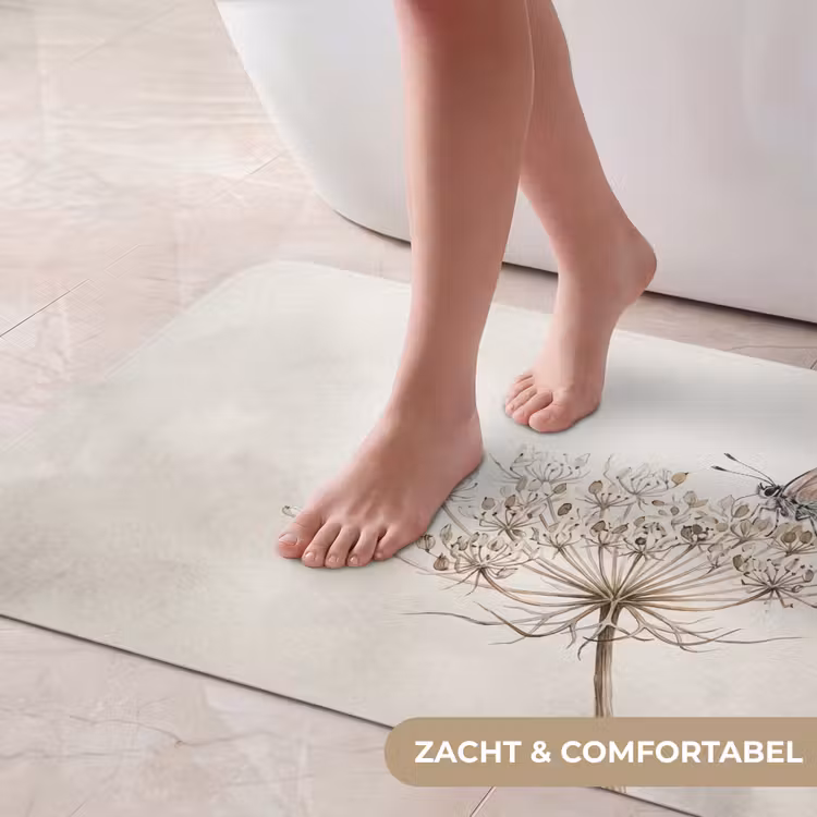 Vlinder - Bloem -Natuur - Beige Badmat klein -USP_ZachtNL